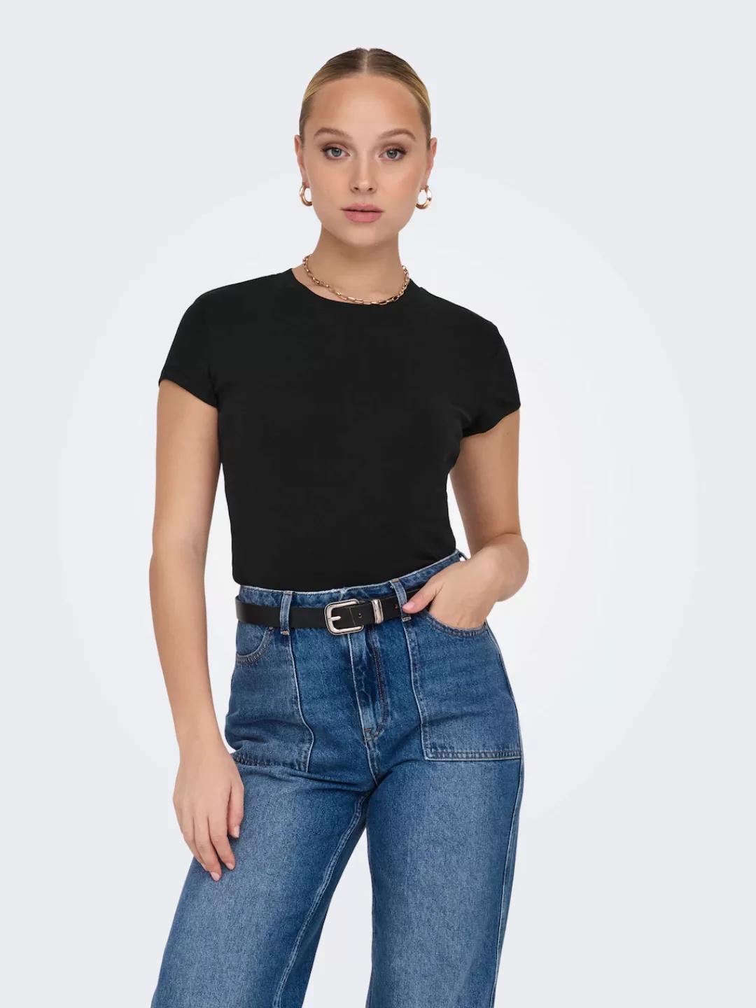 ONLY Kurzarmshirt "ONLELINA S/S O-NECK SHORT TOP JRS NOOS" günstig online kaufen