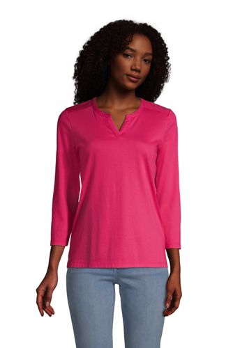 Supima-Shirt mit Tunika-Ausschnitt, Damen, Größe: XS Normal, Rot, Baumwolle günstig online kaufen