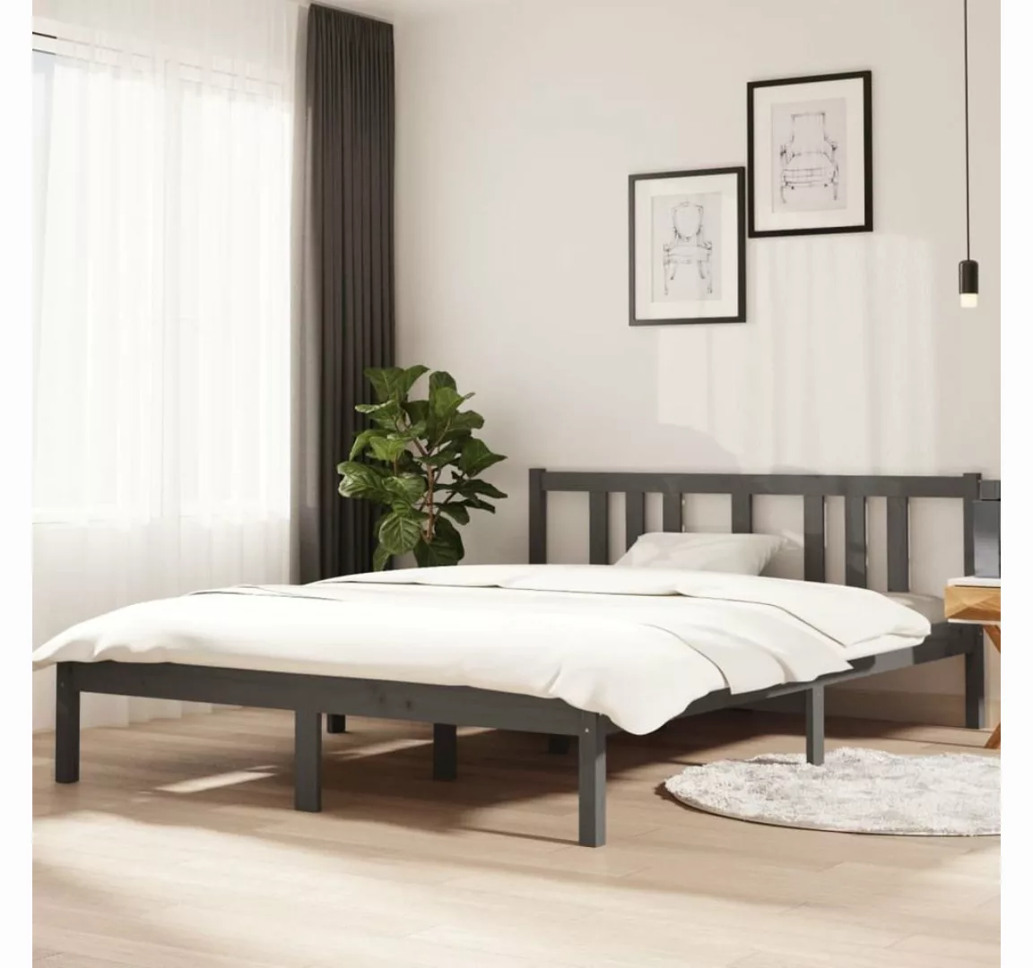 furnicato Bett Massivholzbett Grau 140x200 cm günstig online kaufen