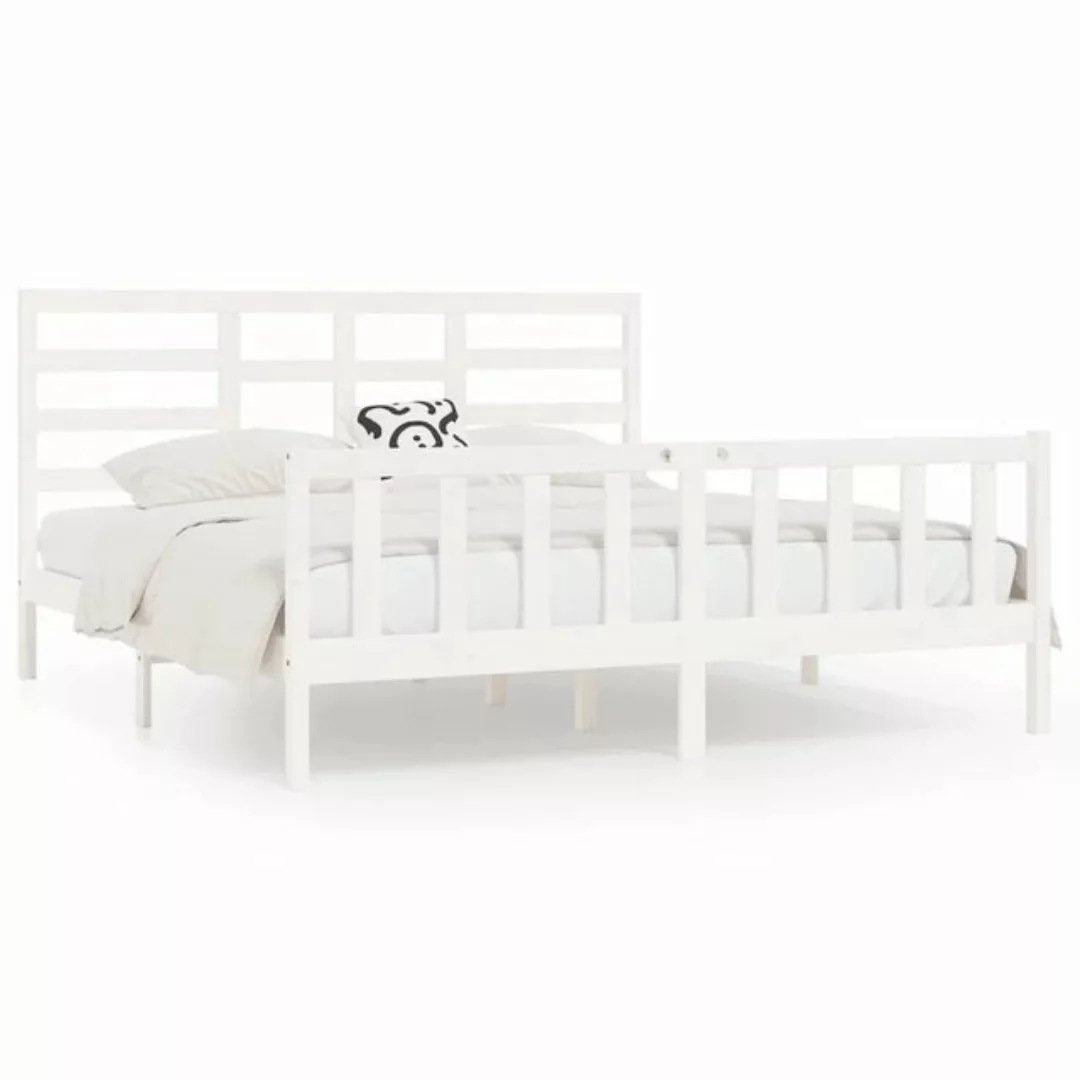 furnicato Bett Massivholzbett Weiß Kiefer 200x200 cm günstig online kaufen