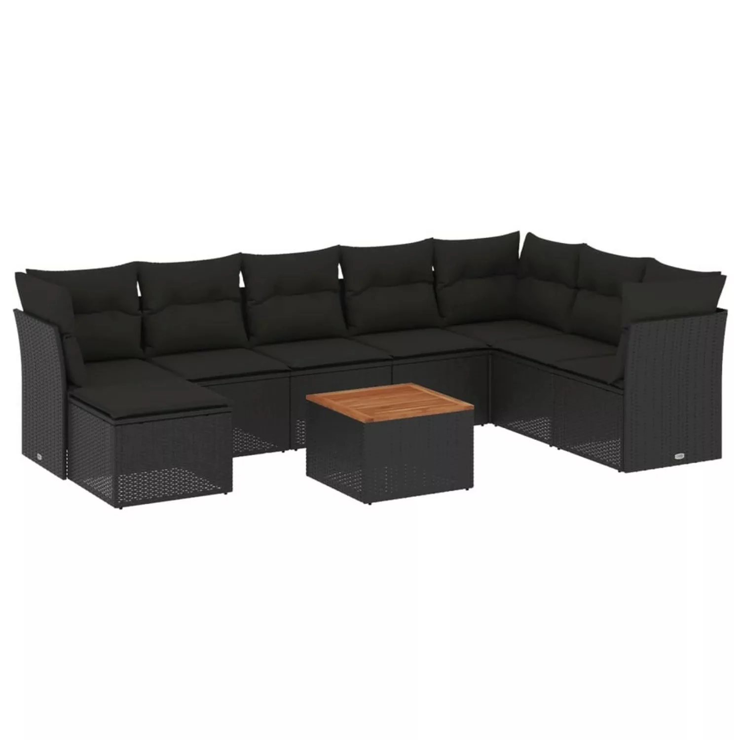 vidaXL 9-tlg Garten-Sofagarnitur mit Kissen Schwarz Poly Rattan Modell 135 günstig online kaufen