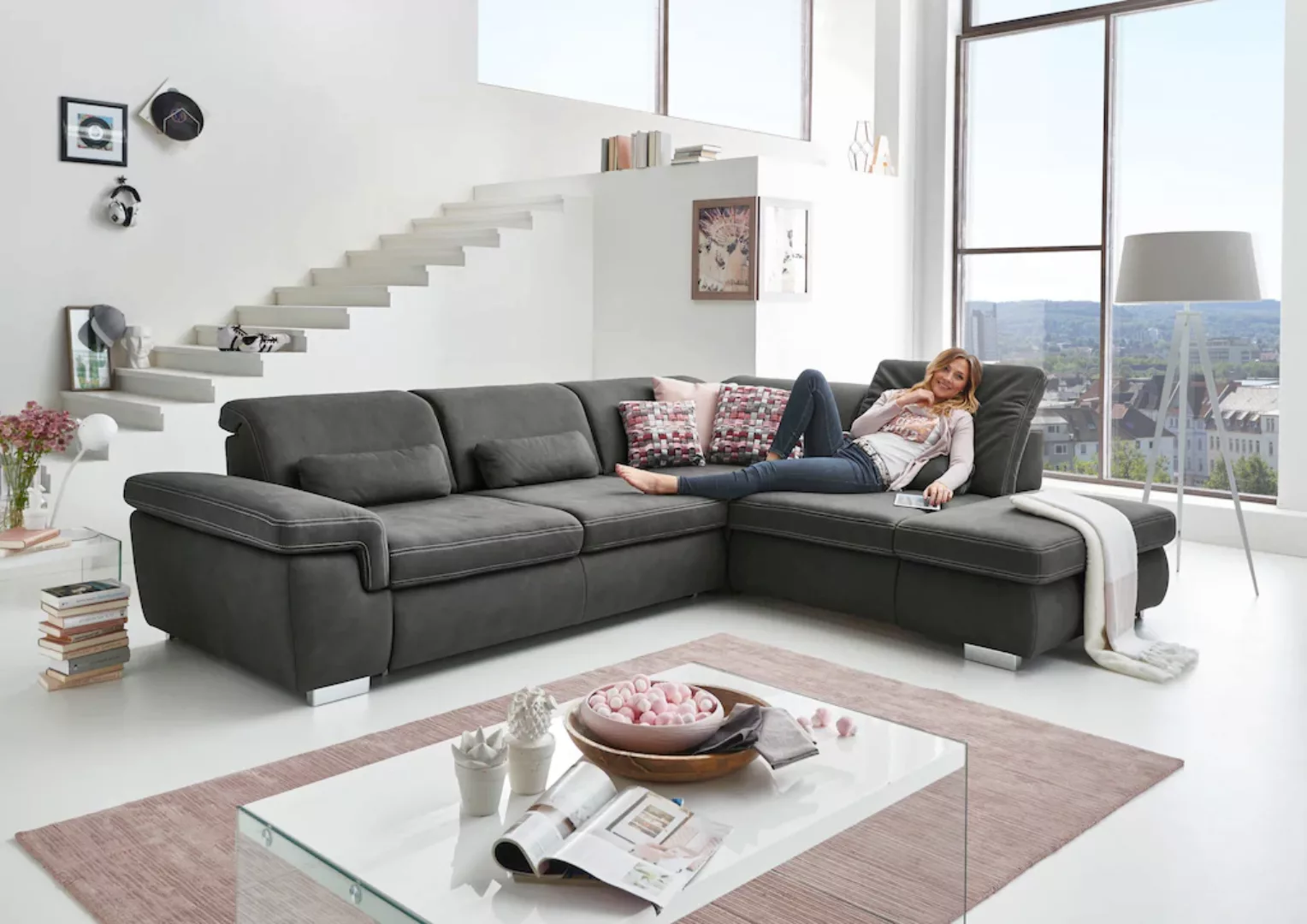 Die PlanBar Ecksofa "MP-IN17041 L-Form", Sitztiefenverstellung, optional mi günstig online kaufen