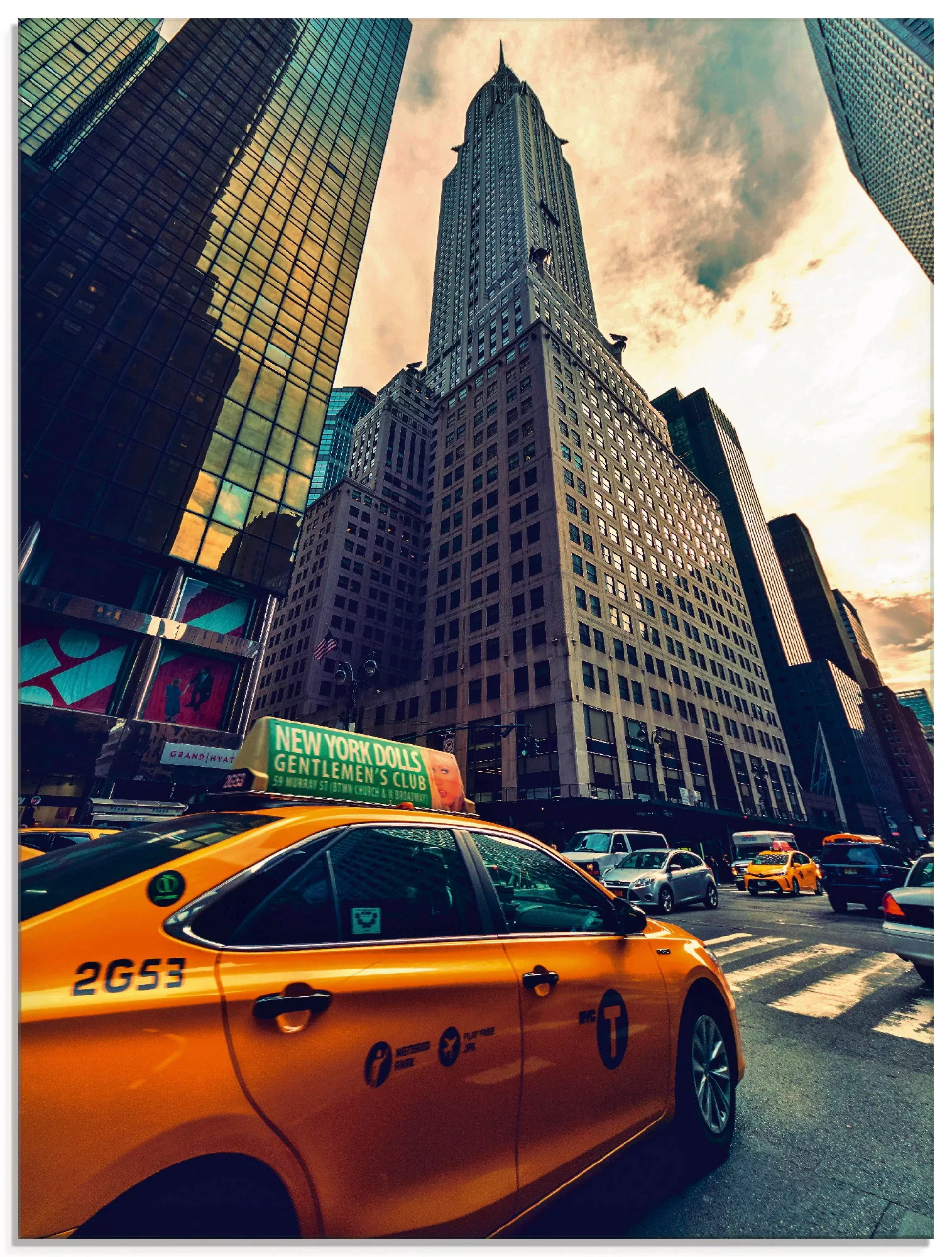 Artland Glasbild »Taxi in New York«, Gebäude, (1 St.), in verschiedenen Grö günstig online kaufen