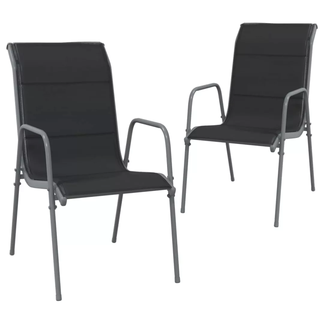 Vidaxl Gartenstühle 2 Stk. Stahl Und Textilene Schwarz günstig online kaufen