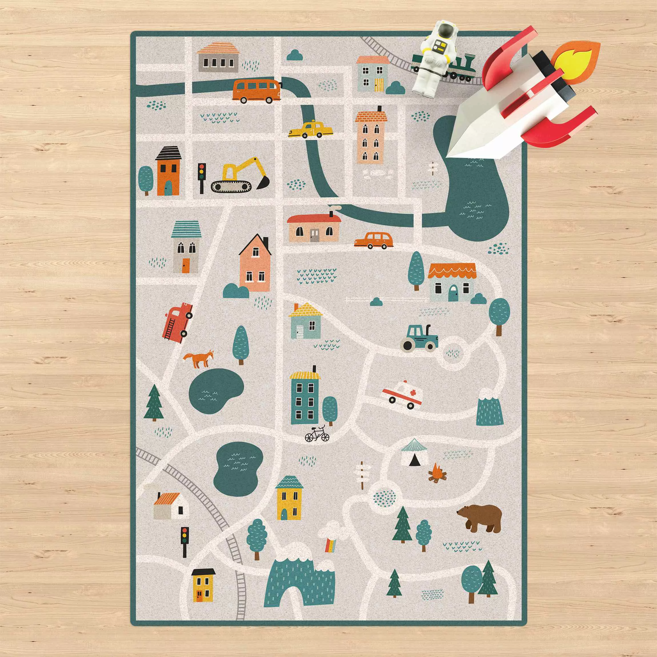 Kork-Spielteppich Kleinstadt - Von der Stadt in die Natur günstig online kaufen