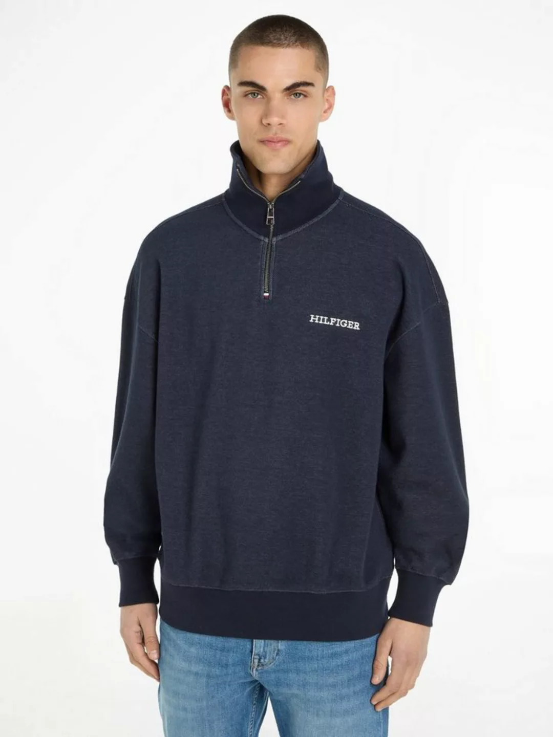 Tommy Hilfiger Sweatshirt MONOTYPE HONEYCOMB 1/4 ZIP Tommy Hilfiger Flag-St günstig online kaufen