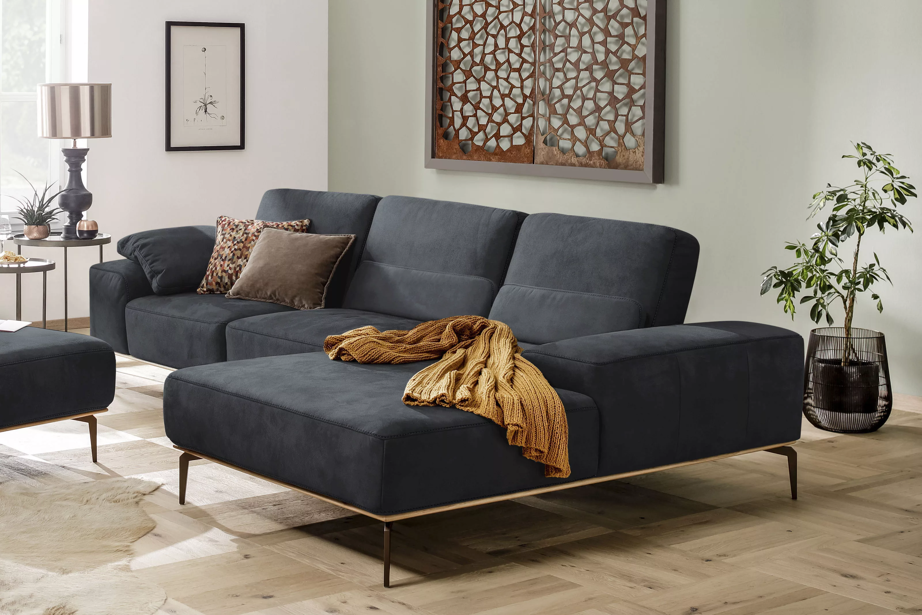 W.SCHILLIG Ecksofa run, mit Holzsockel, Füße in Bronze pulverbeschichtet, B günstig online kaufen