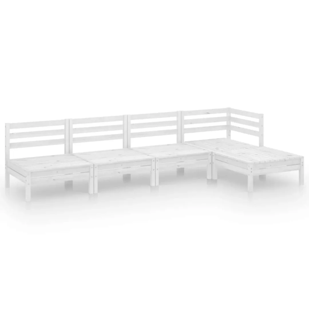 5-tlg. Garten-lounge-set Massivholz Kiefer Weiß günstig online kaufen