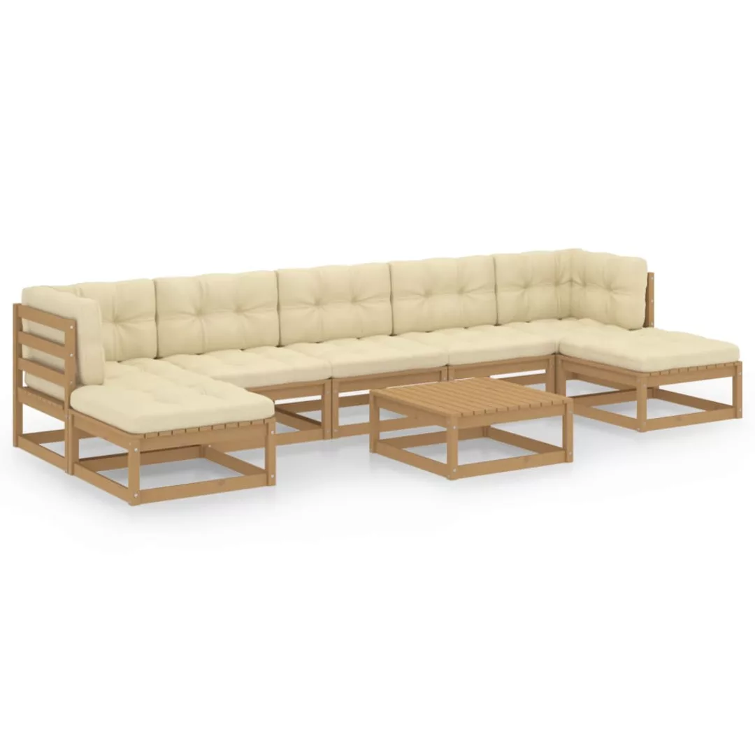 8-tlg. Garten-lounge-set Kissen Honigbraun Kiefer Massivholz günstig online kaufen