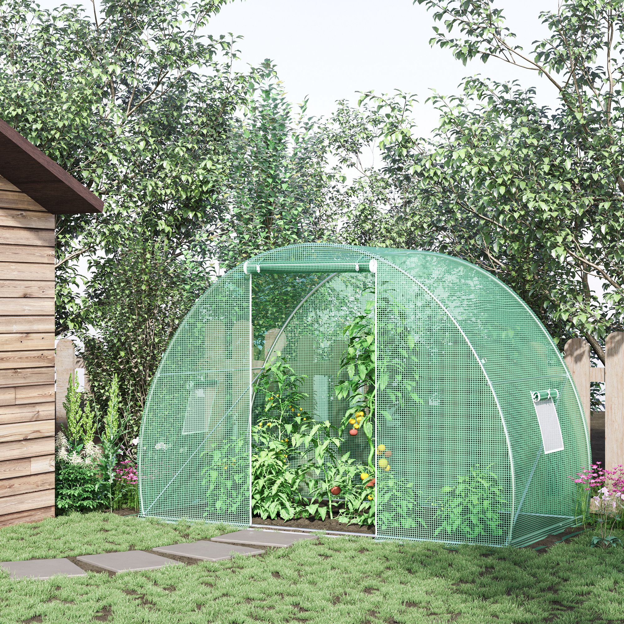 Outsunny Gartengewächshaus Tunnel Wintergewächshaus Bodenfläche 4,5 m² Maße günstig online kaufen