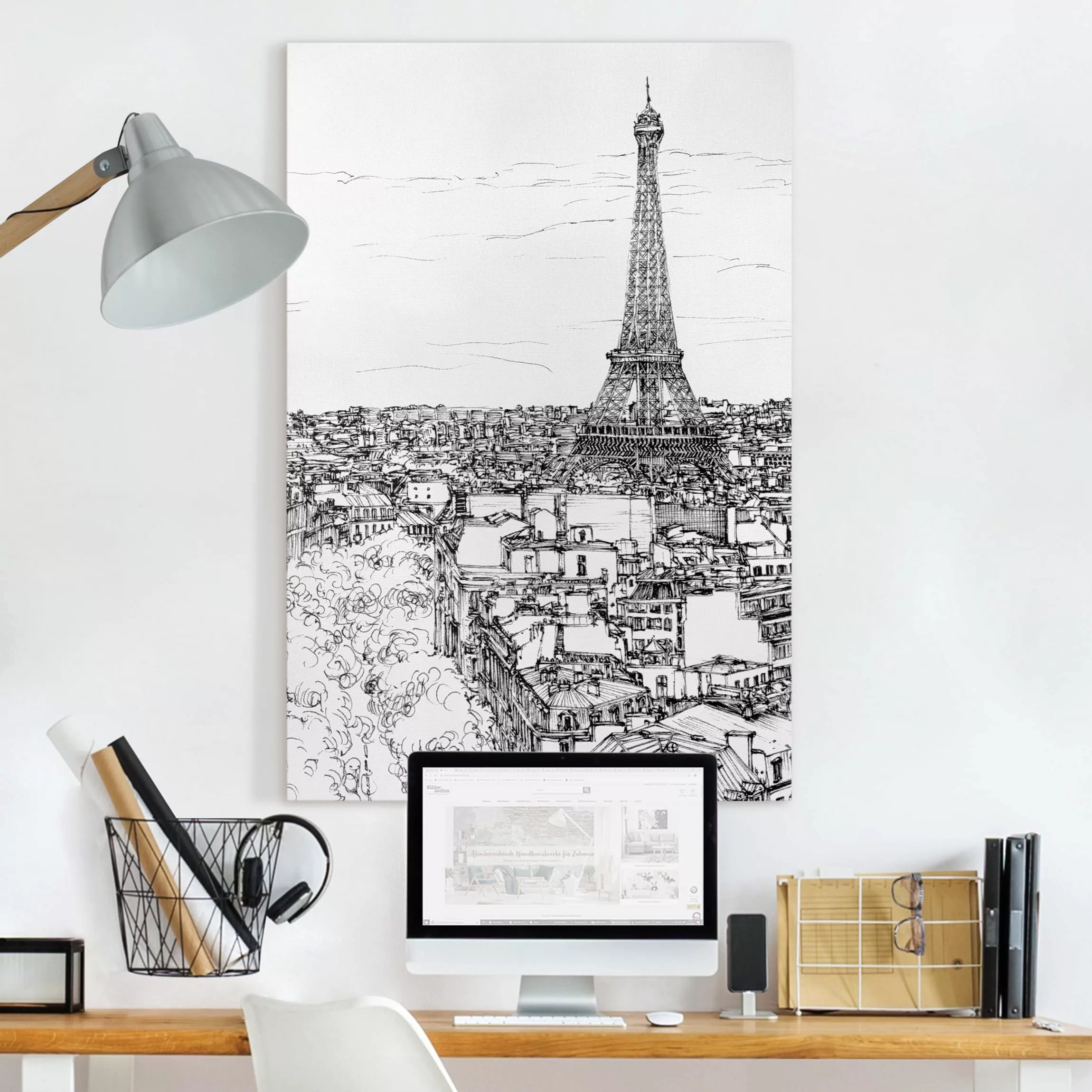 Leinwandbild Architektur & Skyline - Hochformat Stadtstudie - Paris günstig online kaufen