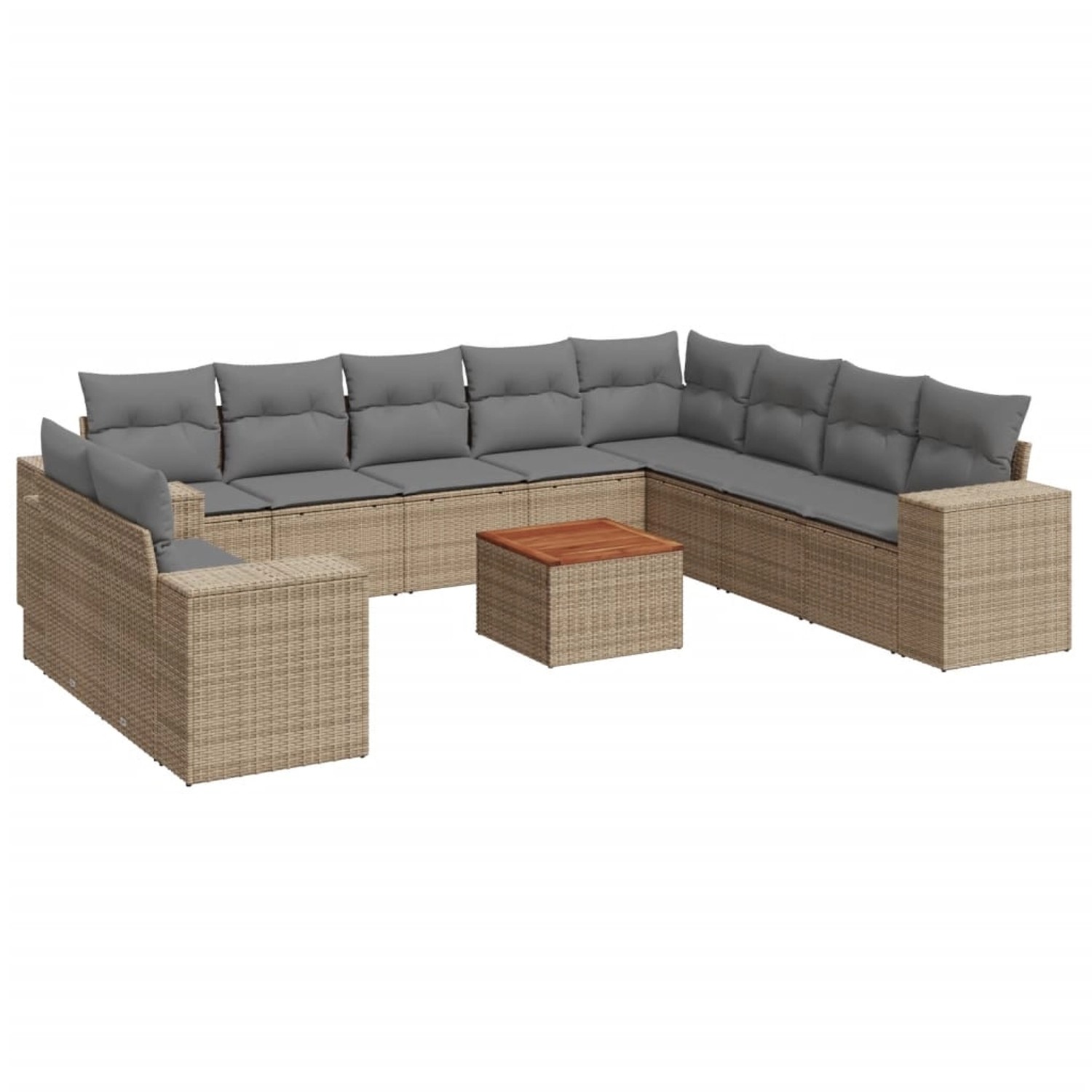 vidaXL 11-Tlg Garten-Sofagarnitur mit Kissen Beige Poly Rattan 3257851 günstig online kaufen