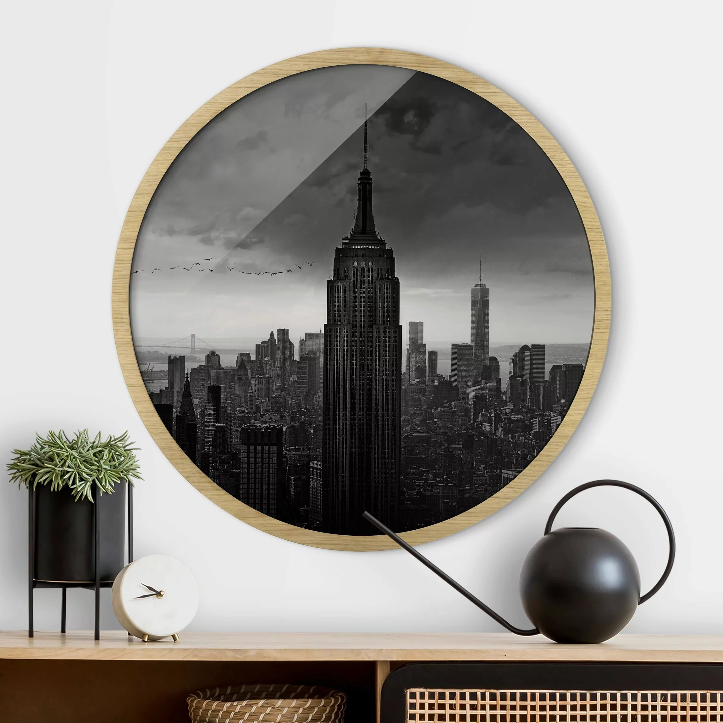 Rundes Gerahmtes Bild New York Rockefeller View günstig online kaufen