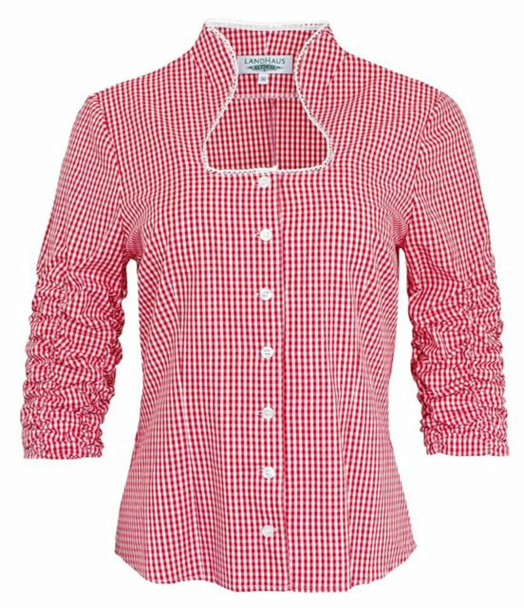 Trachtenmode Hiebaum Trachtenbluse Damen Langarm Bluse 'Nora', Rot günstig online kaufen