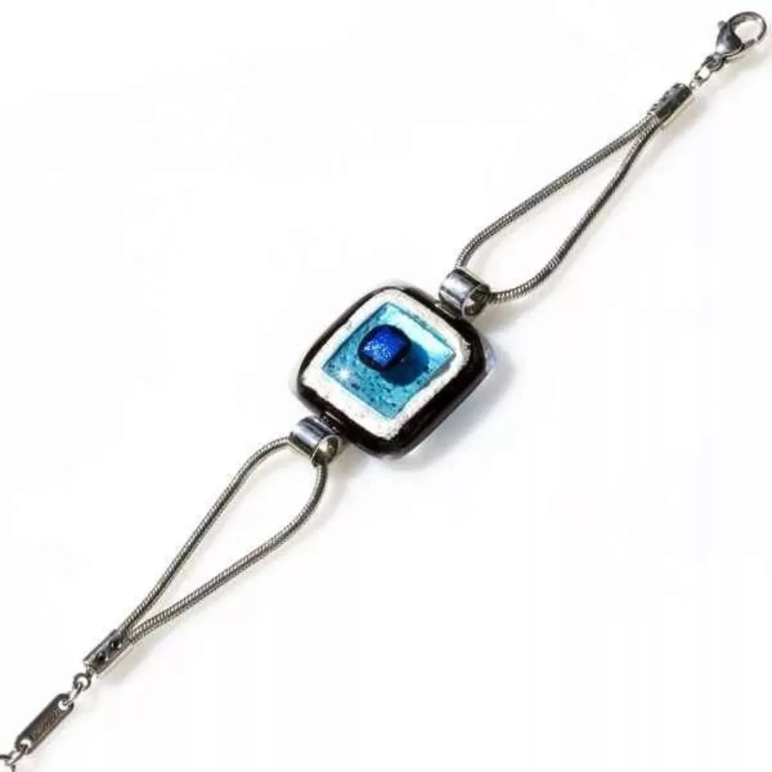 Armband mit Glasstein Blue Dot Fusing günstig online kaufen