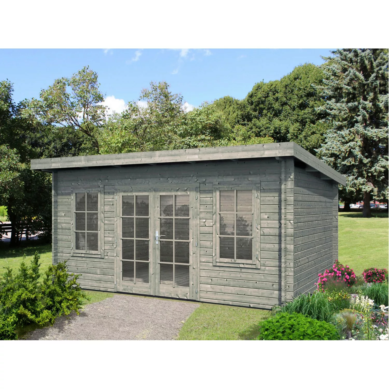 Palmako Lisa Holz-Gartenhaus Hellbraun Pultdach Tauchgrundiert 450 cm x 330 günstig online kaufen