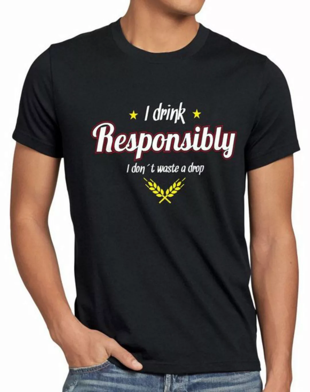 Print-Shirt Herren T-Shirt Drink responsibly dont waste a drop Bier Fun Shi günstig online kaufen