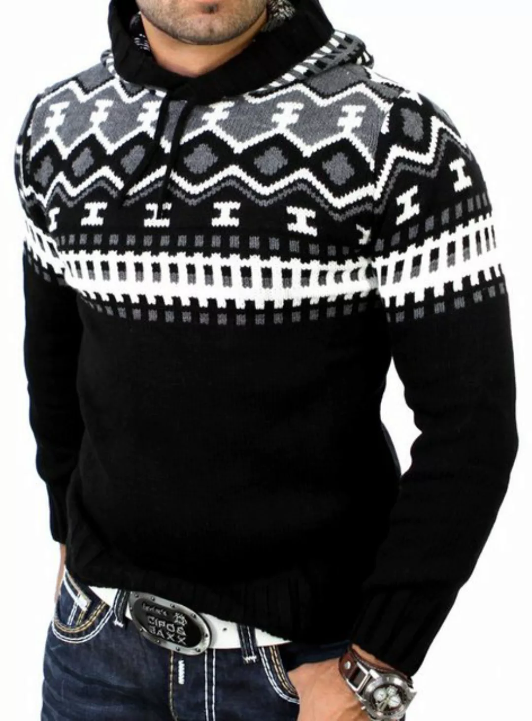 Reslad Strickpullover Reslad Herren Grobstrick Pullover Norweger Winter Kap günstig online kaufen