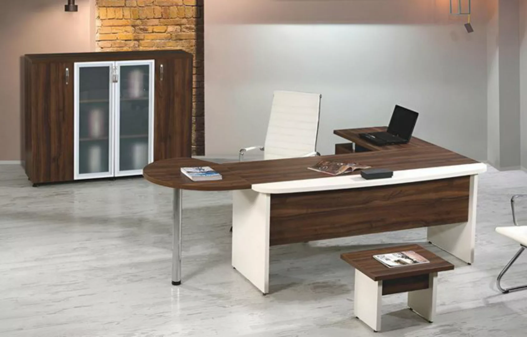 Xlmoebel Sofa Brauner Holz-Eckschreibtisch-Set für das Büro, bestehend aus günstig online kaufen