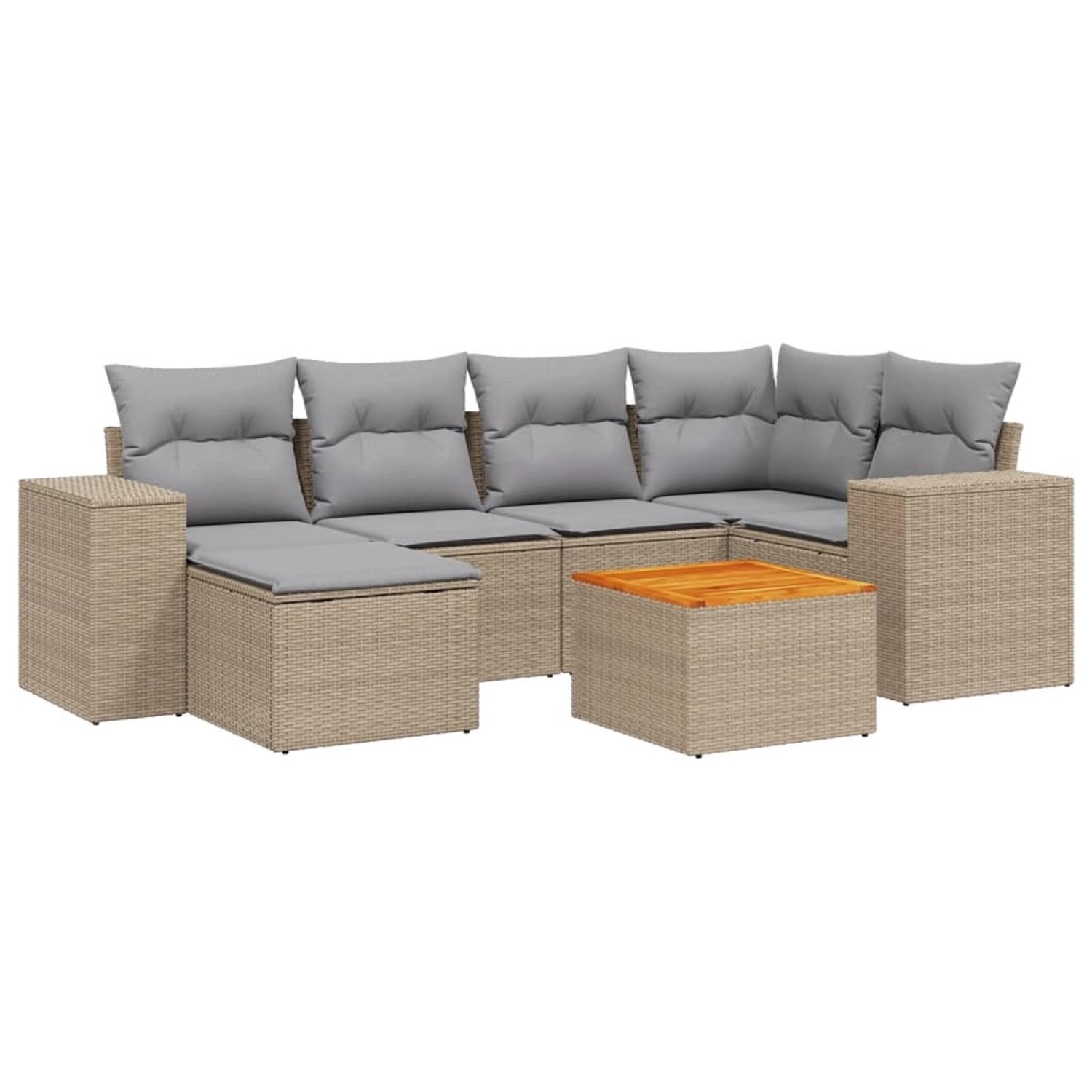 vidaXL 7-Tlg Garten-Sofagarnitur mit Kissen Beige Poly Rattan 3257879 günstig online kaufen
