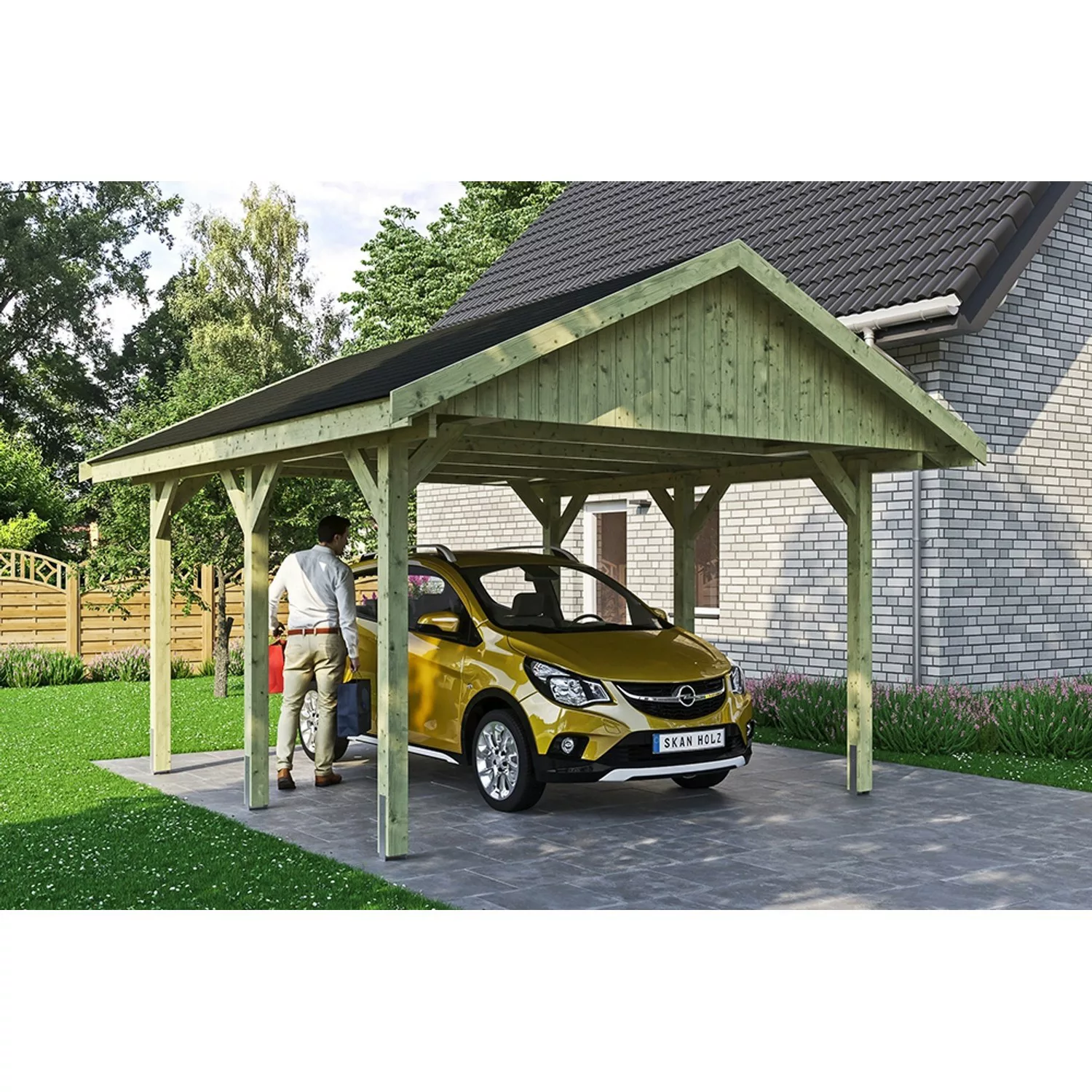 Satteldach-Carport Wallgau 430 x 500 cm schwarze Schindeln günstig online kaufen