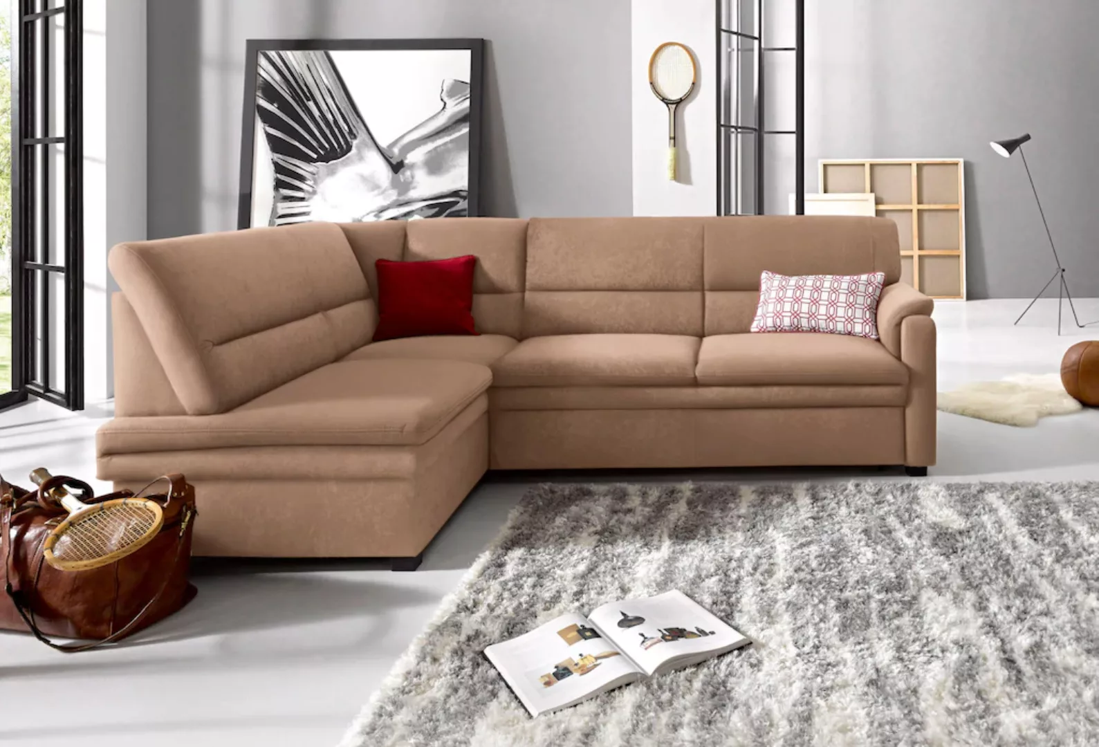 sit&more Ecksofa "Pisa L-Form", mit Federkern, wahlweise mit Bettfunktion günstig online kaufen