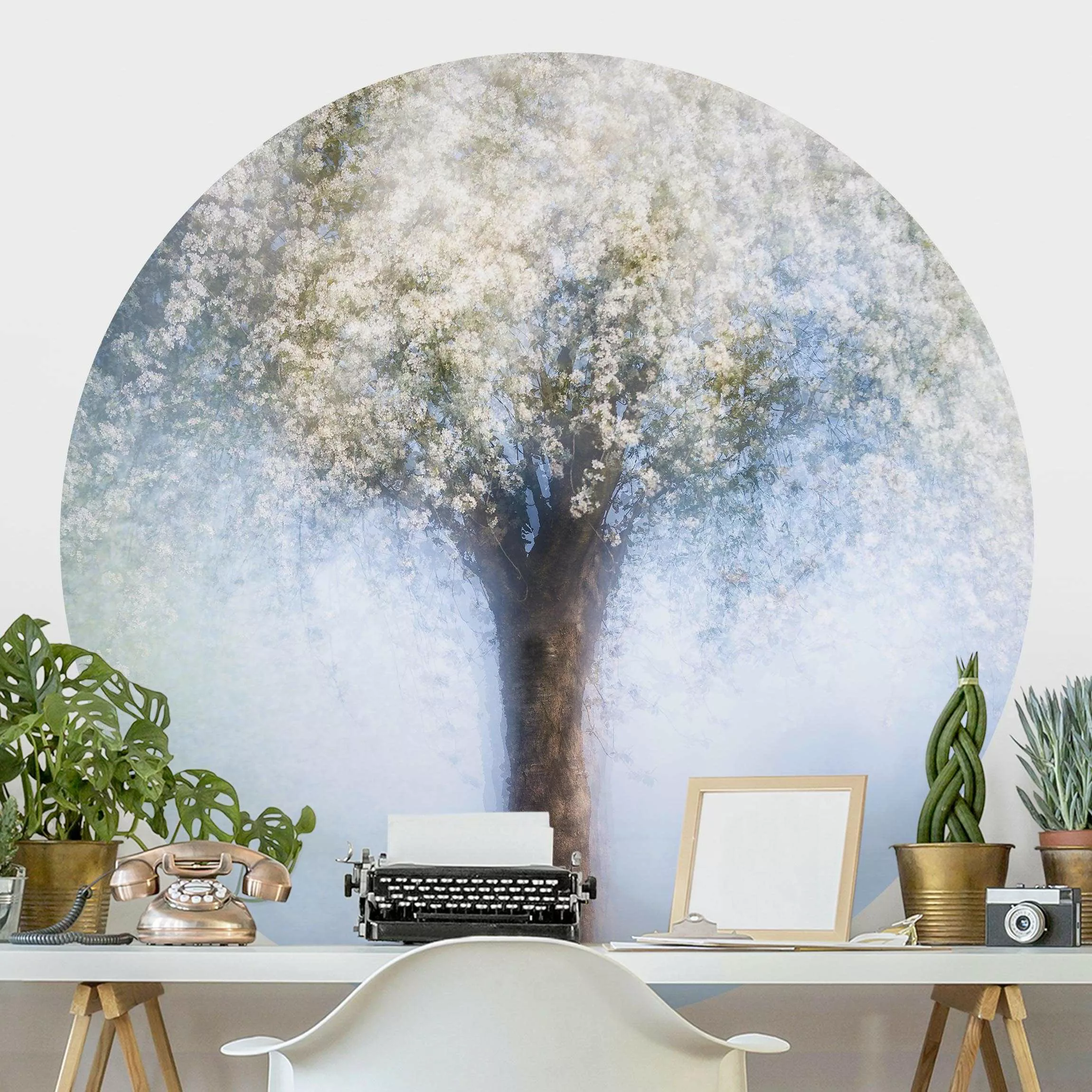 Runde Tapete selbstklebend Verträumter Baum günstig online kaufen
