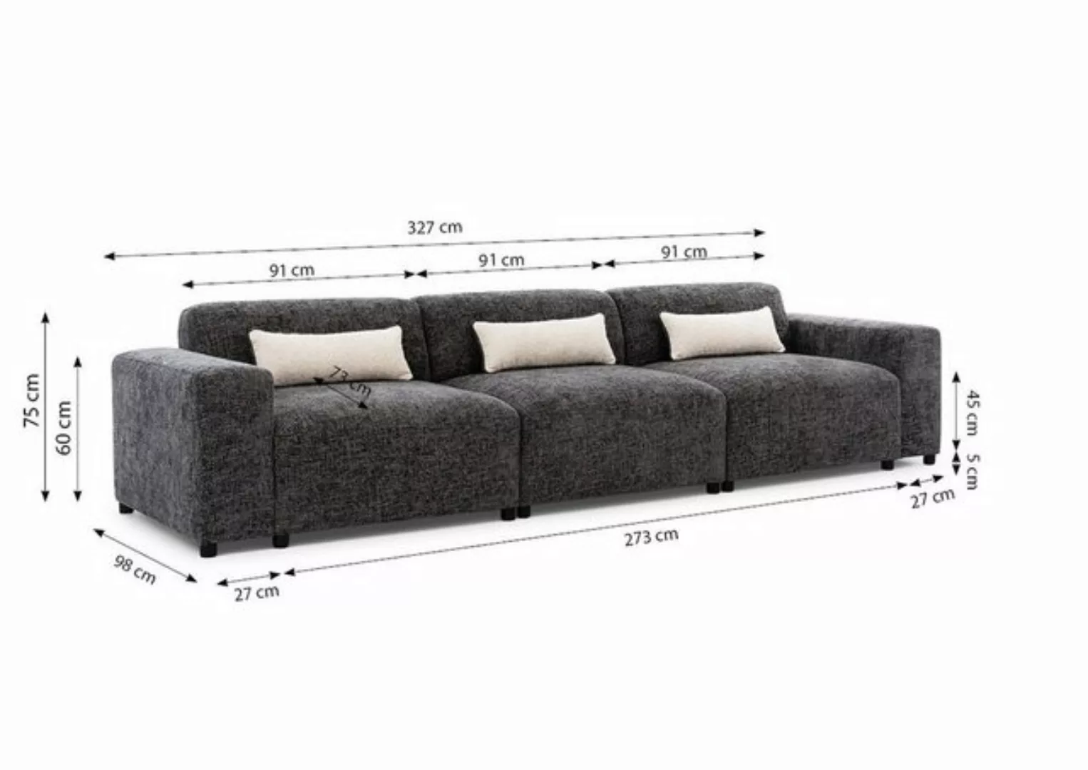 Fun Möbel Big-Sofa Designersofa Sofa ROMY 4-Sitzer in Stoff Enjoy Me, inkl. günstig online kaufen