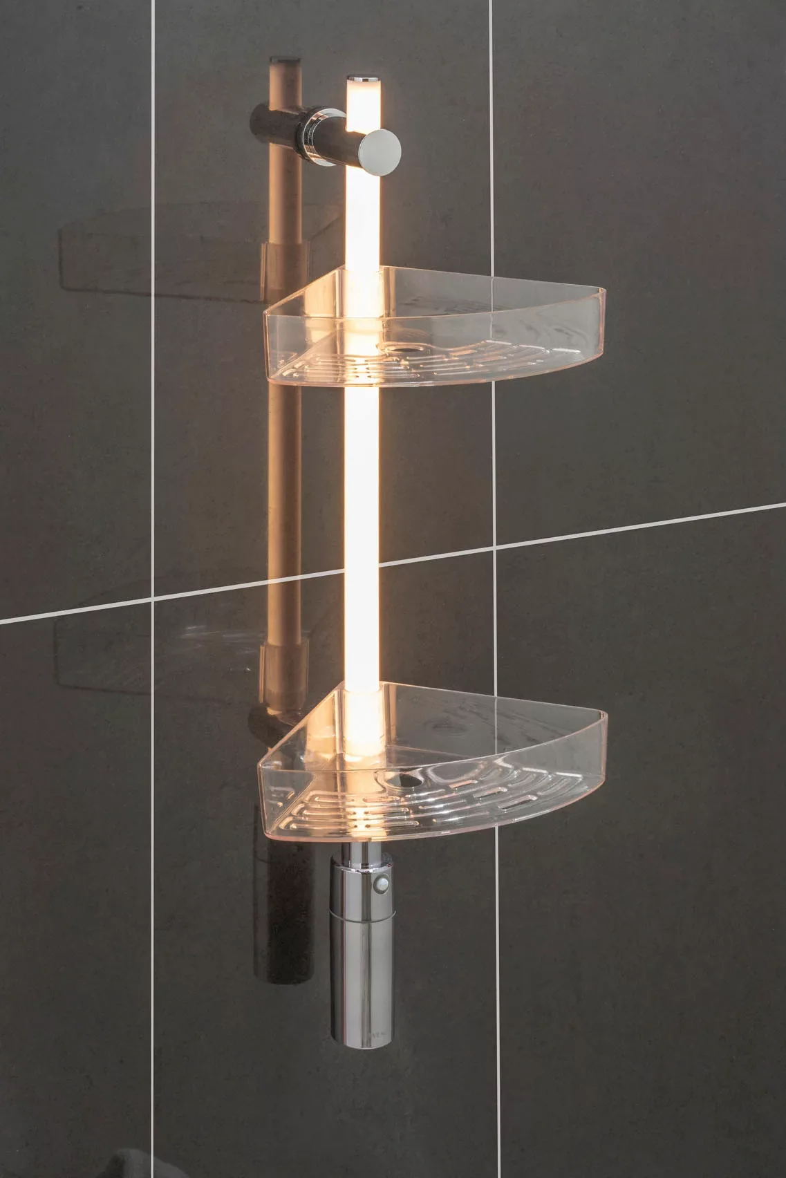 WENKO Duschregal »LED Duscheckregal«, 74 cm, LED-Duschstange mit Bewegungsm günstig online kaufen
