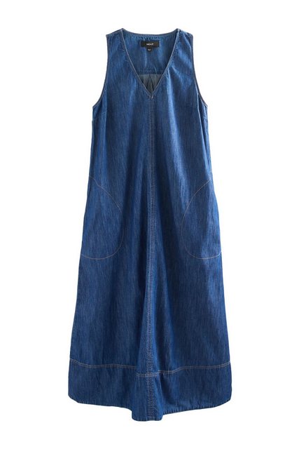 Next Maxikleid Denim-Maxikleid mit V-Ausschnitt aus Baumwolle (1-tlg) günstig online kaufen