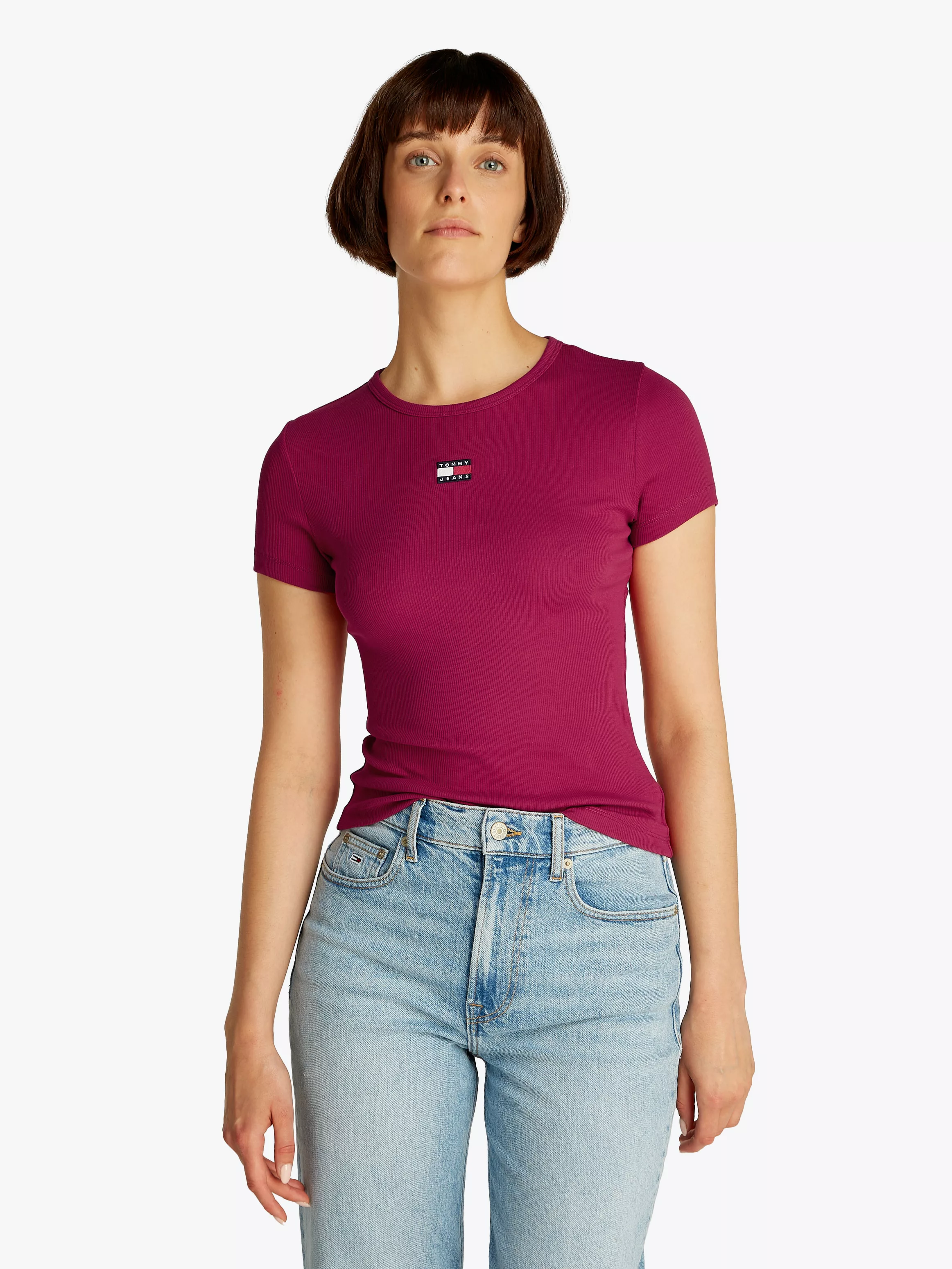 Tommy Jeans T-Shirt "TJW SLIM BADGE RIB TEE", in Rippoptik günstig online kaufen