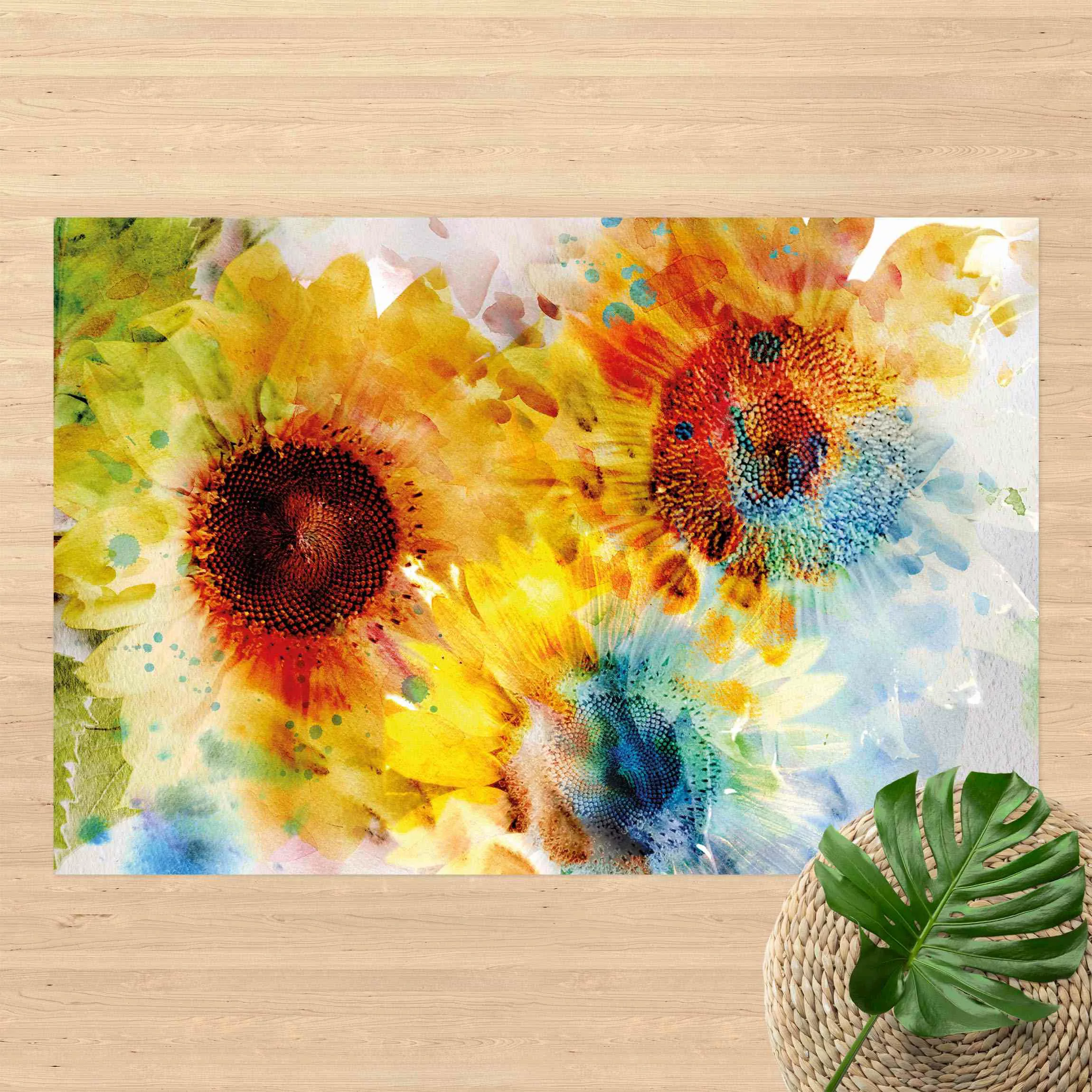 Vinyl-Teppich Watercolor Sunflower günstig online kaufen