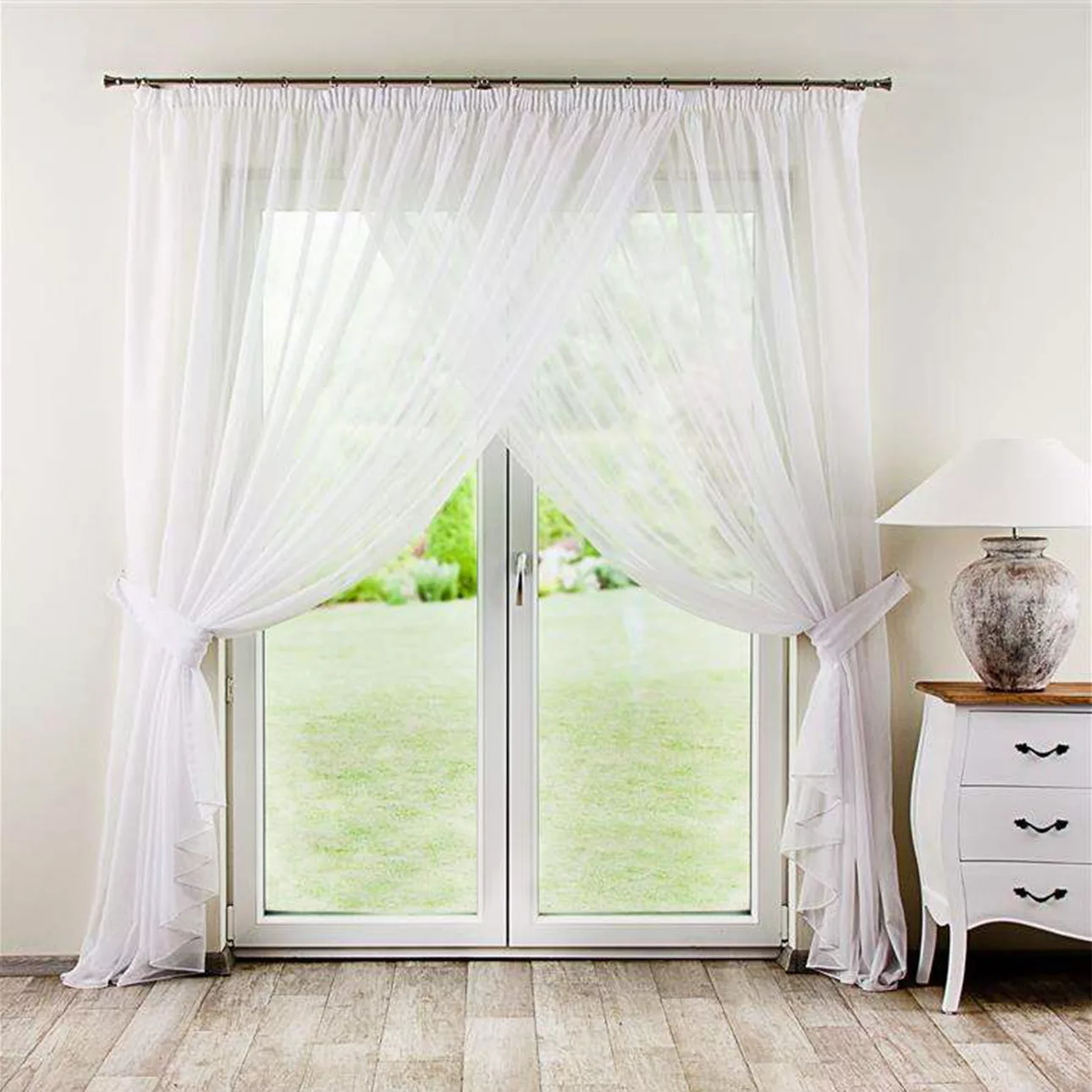 Fensterdekoration Amelia mit Volant, weiss, 200 cm x 270 cm, Voile (901-00) günstig online kaufen