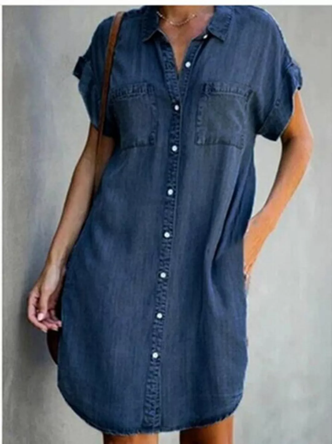 KIKI Jeanskleid Sommerliches Jeanskleid, knielanges A-Linien-Kleid mit V-Au günstig online kaufen