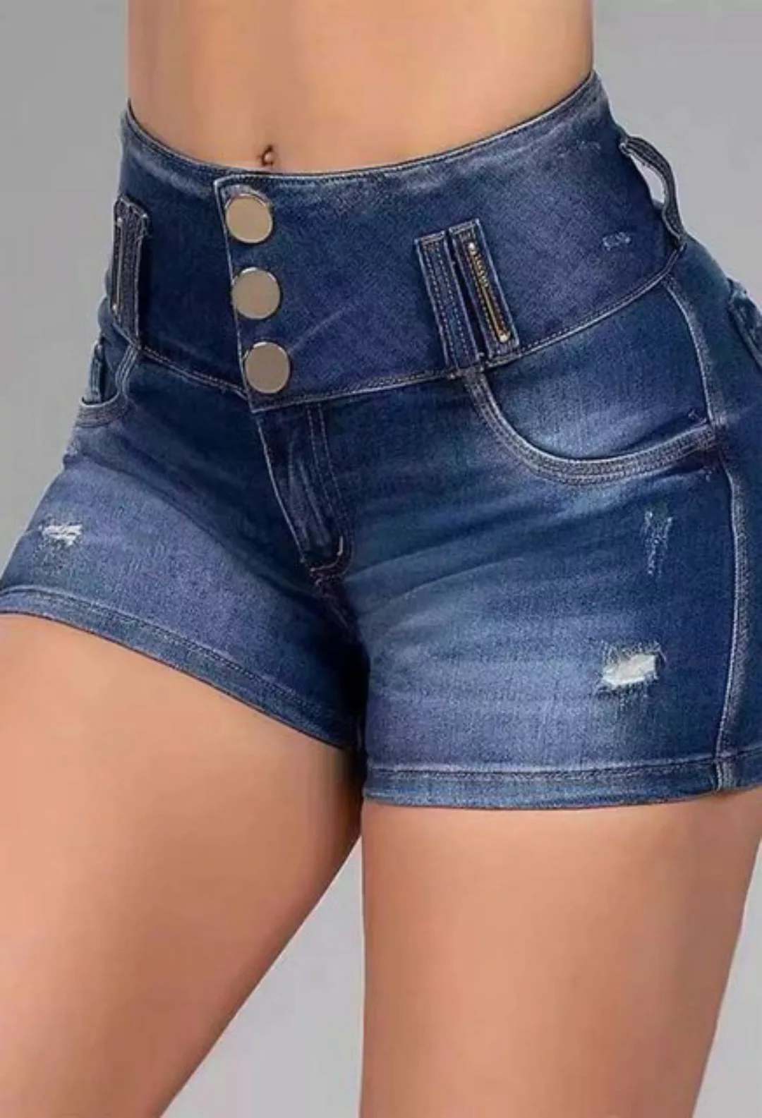 SEGUEN Jeansshorts Jeans-Shorts mit hoher Taille für Frauen (Schlanke Stret günstig online kaufen