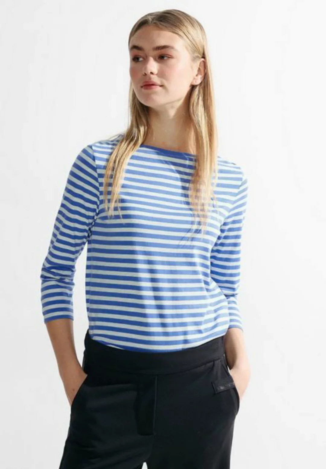 Cecil 3/4-Arm-Shirt Cecil Shirt mit Streifen in Water Blue (1-tlg) Nicht Vo günstig online kaufen