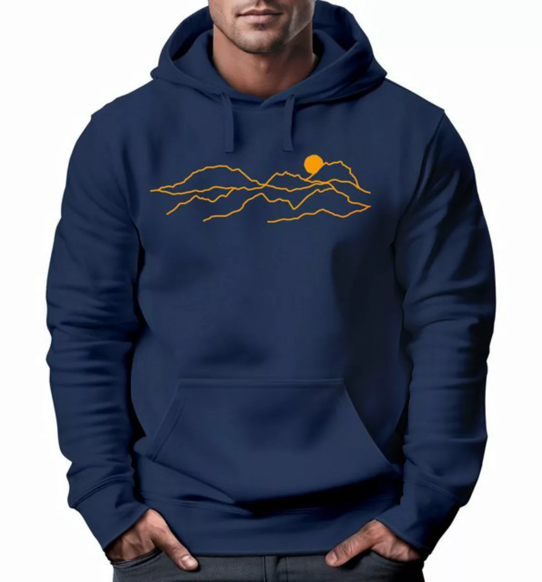 Neverless Hoodie Hoodie Herren Print Aufdruck Outdoor Motiv Line Art Wander günstig online kaufen