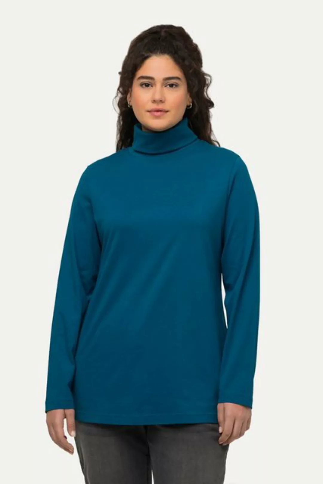 Ulla Popken Rundhalsshirt Shirt Rollkragen Slim Langarm günstig online kaufen