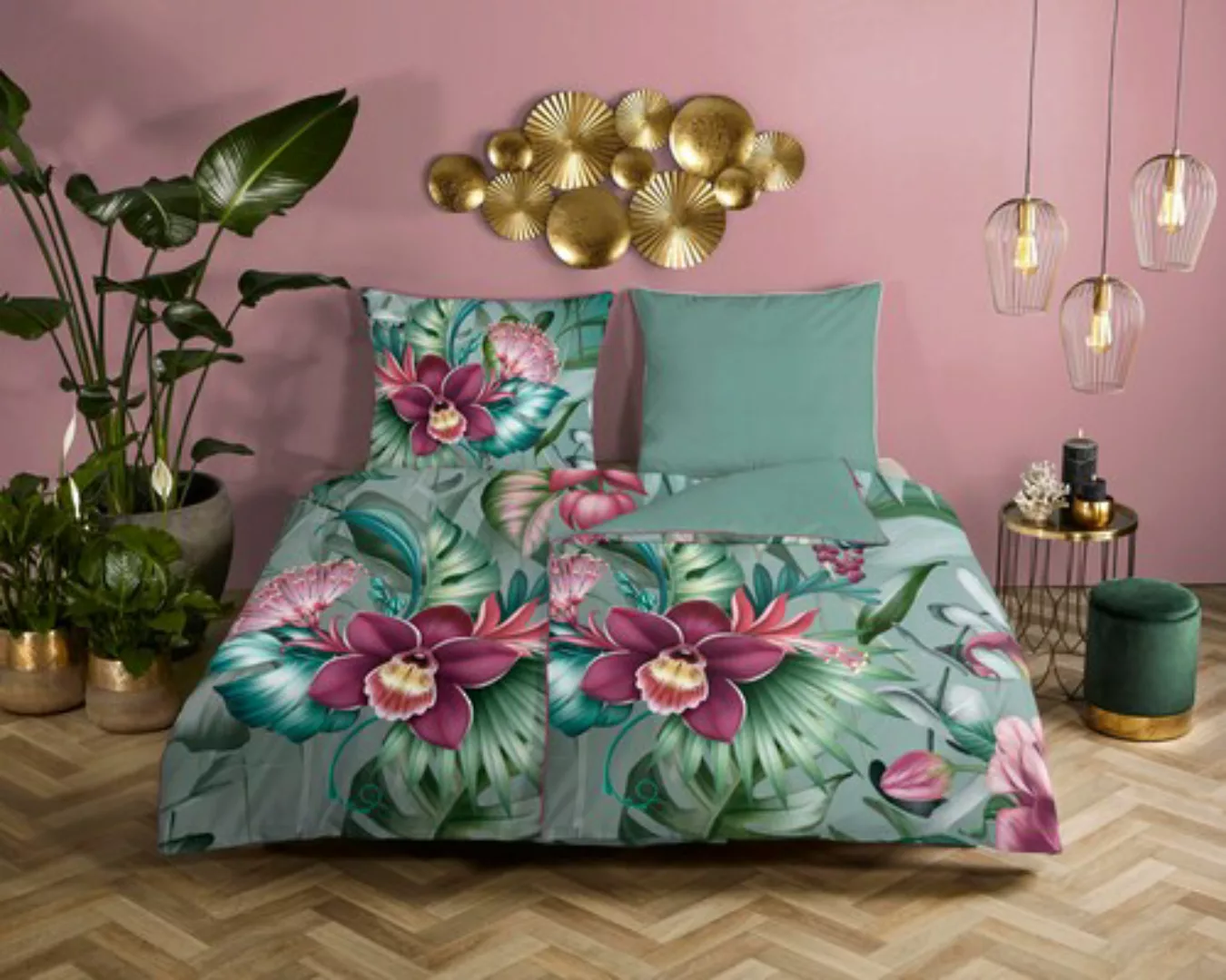 Descanso Wendebettwäsche »Allison«, Baumwolle, Satin, 135x200, Biese, Reißv günstig online kaufen