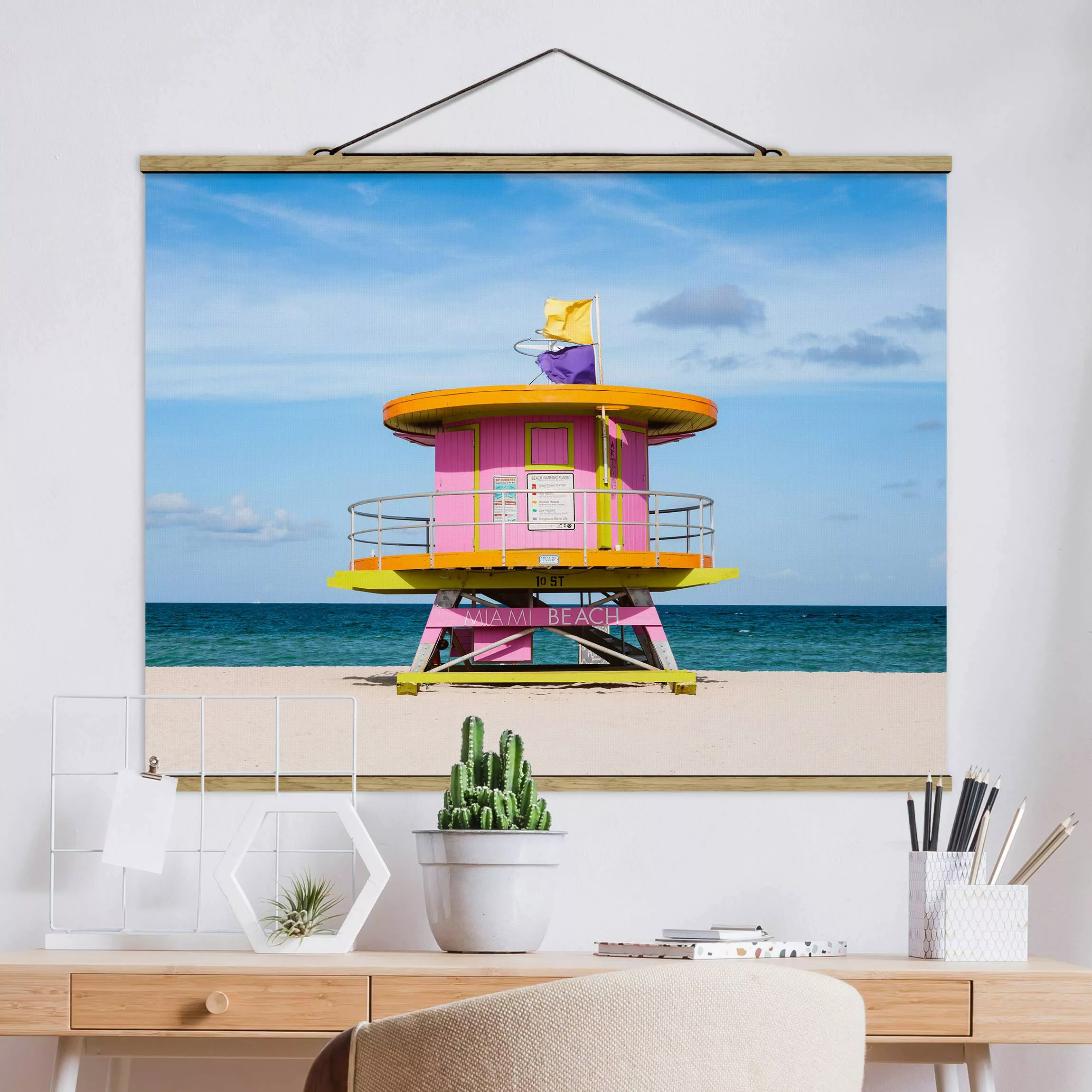 Stoffbild mit Posterleisten Miami Beach günstig online kaufen