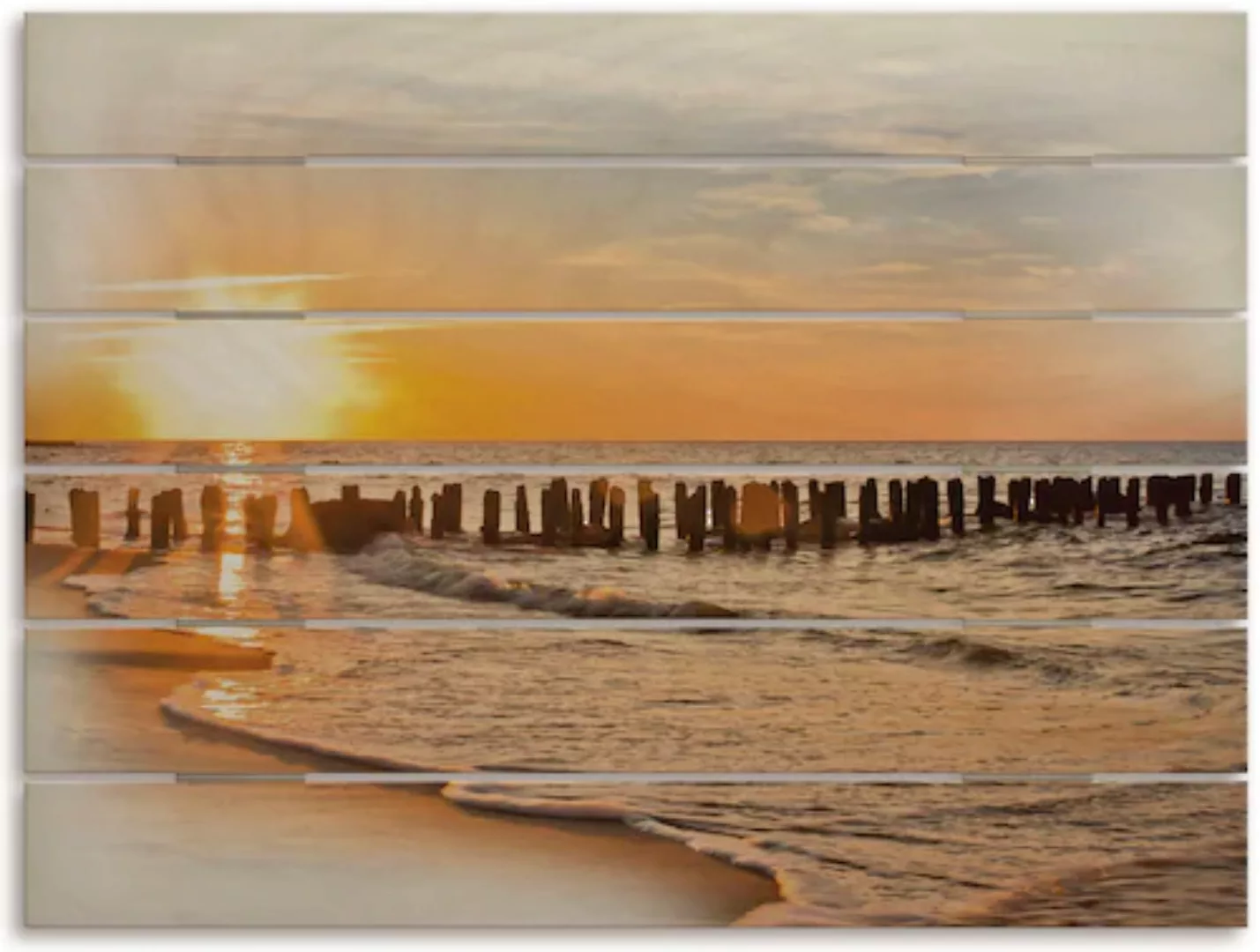 Artland Holzbild "Schöner Sonnenuntergang am Strand", Strandbilder, (1 St.) günstig online kaufen