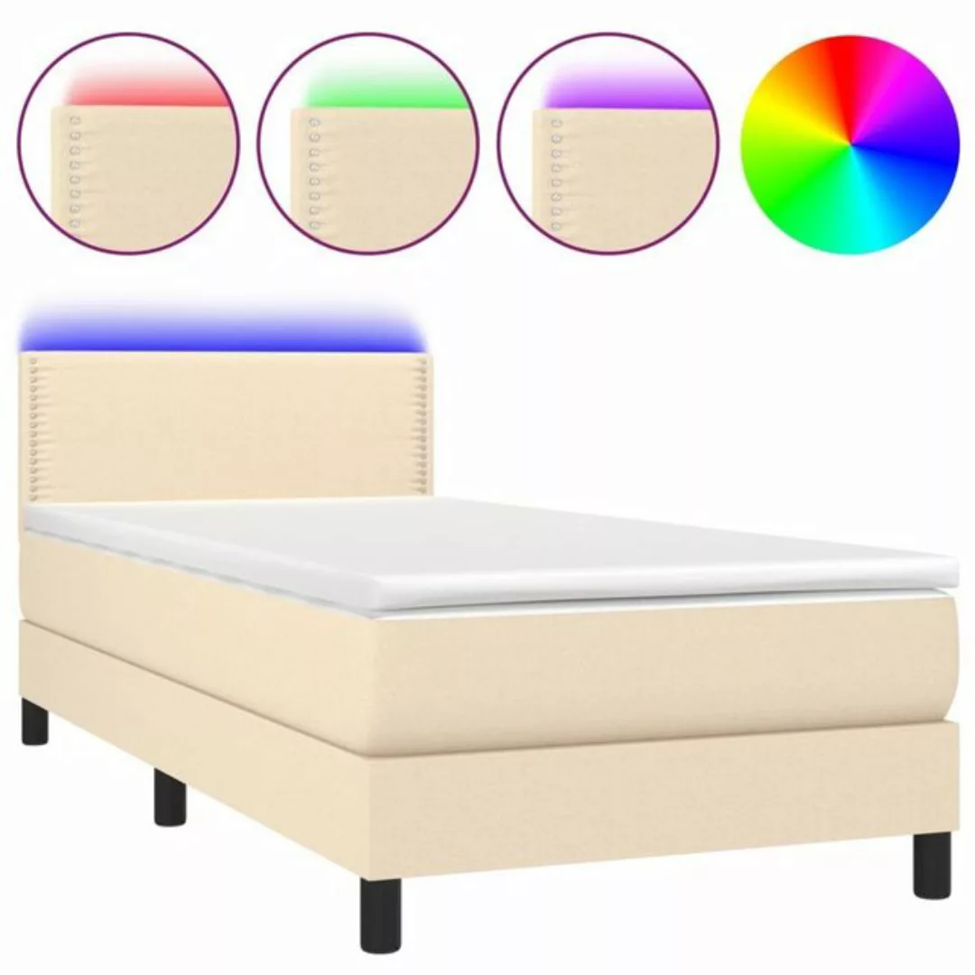 vidaXL Boxspringbett Boxspringbett mit Matratze LED Creme 80x200 cm Stoff B günstig online kaufen