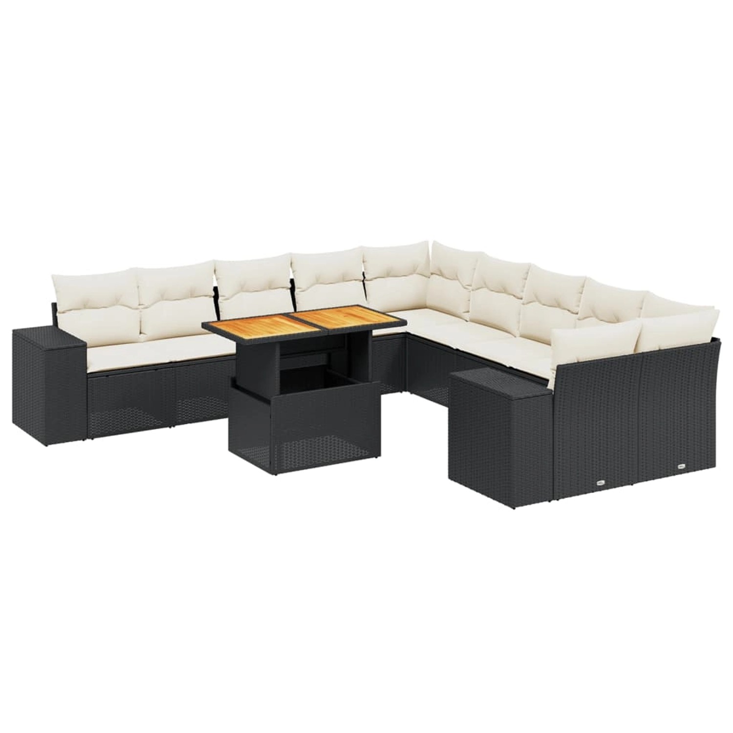 vidaXL 11-Tlg Garten-Sofagarnitur mit Kissen Schwarz Poly Rattan 3272827 günstig online kaufen