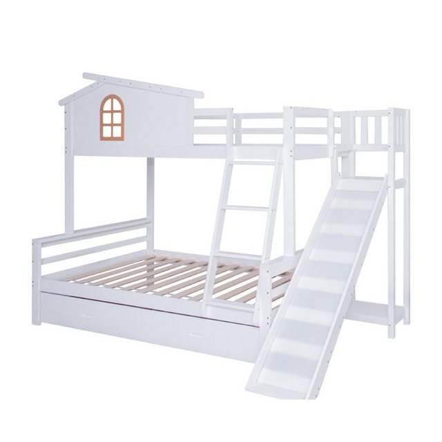 Celya Kinderbett Etagenbett mit Fenstern,Kinderbett mit zwei Schubladen 90x günstig online kaufen