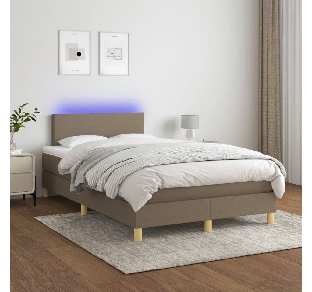 vidaXL Boxspringbett Boxspringbett mit Matratze LED Taupe 120x200 cm Stoff günstig online kaufen