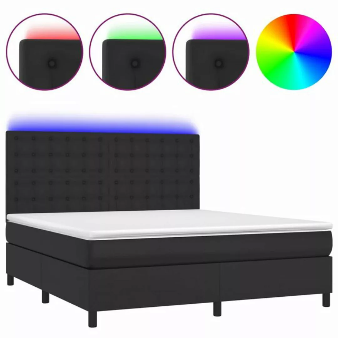 vidaXL Boxspringbett Boxspringbett mit Matratze & LED Kunstleder (160 x 200 günstig online kaufen