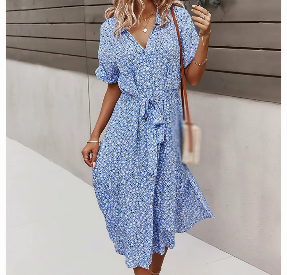 AFAZ New Trading UG Sommerkleid Sommerkleid Damen Kurzarm Casual V-Ausschni günstig online kaufen