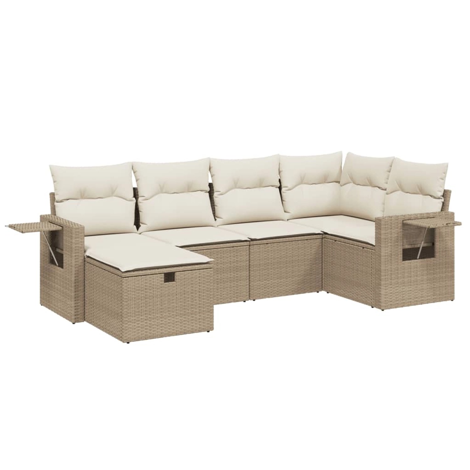 vidaXL 6-Tlg Garten-Sofagarnitur mit Kissen Beige Poly Rattan 3263794 günstig online kaufen