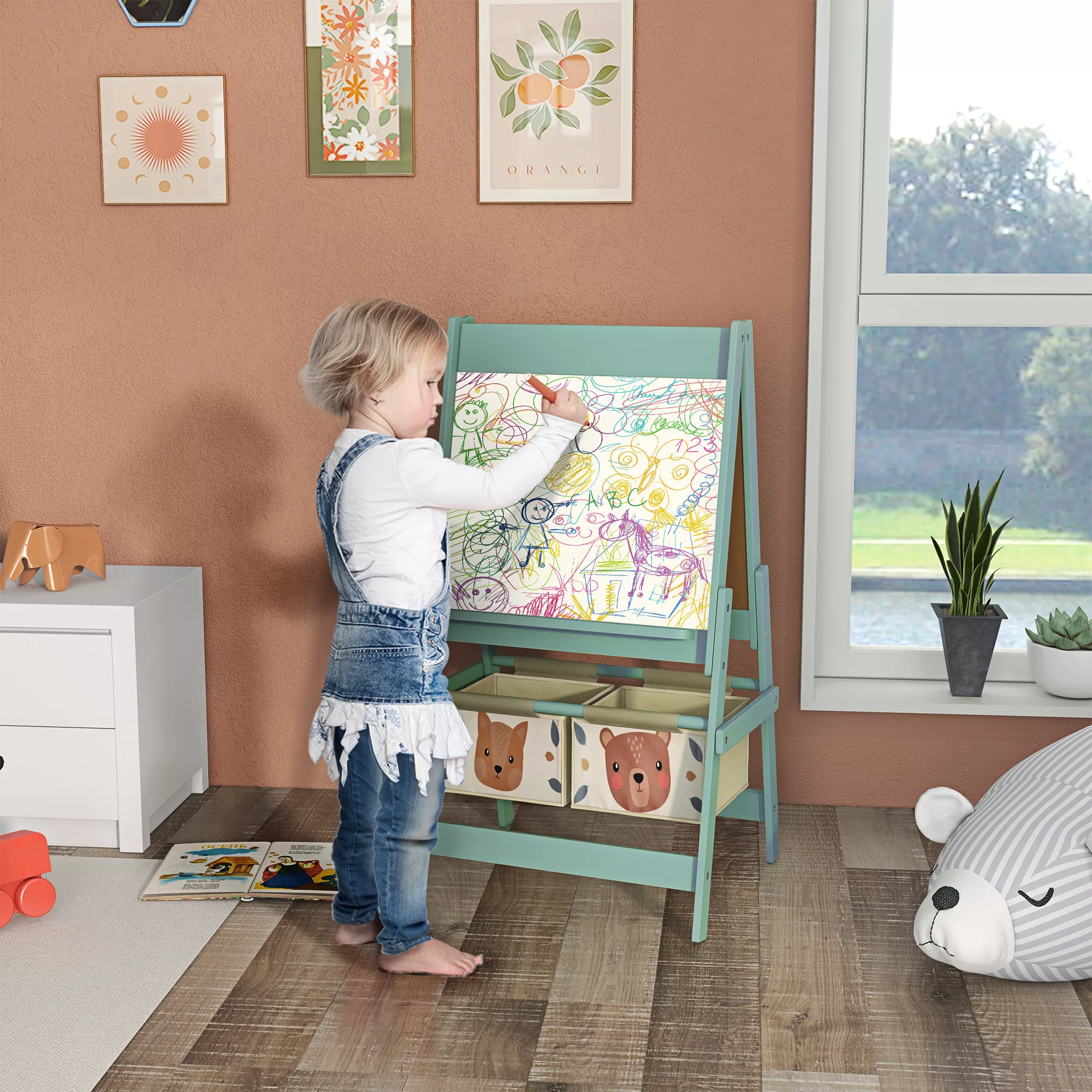 AIYAPLAY Kindertafel, 3 in 1 Kinder Staffelei, Doppelseitige Kinder Spielta günstig online kaufen