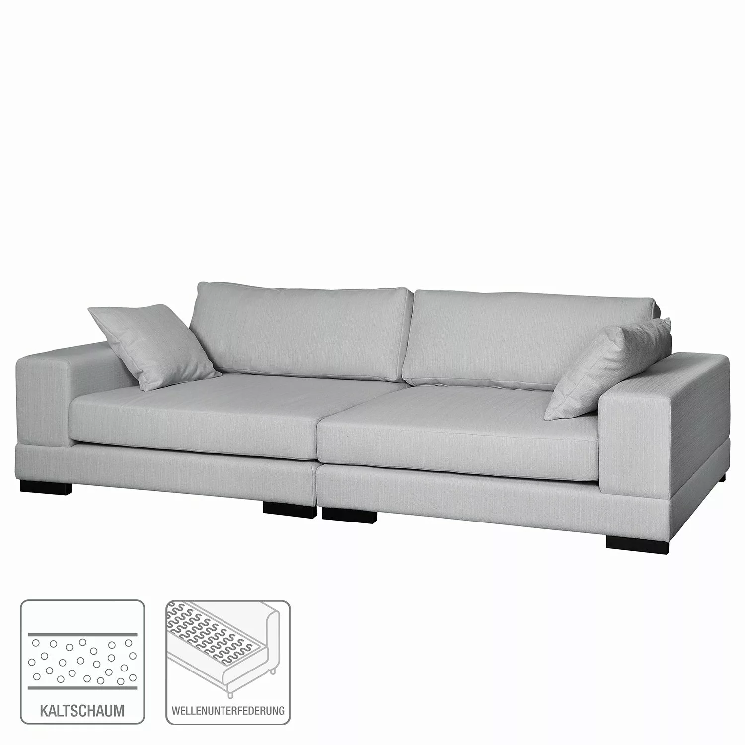 home24 Fredriks Bigsofa Mandor Silbergrau Strukturstoff 274x80x118 cm günstig online kaufen